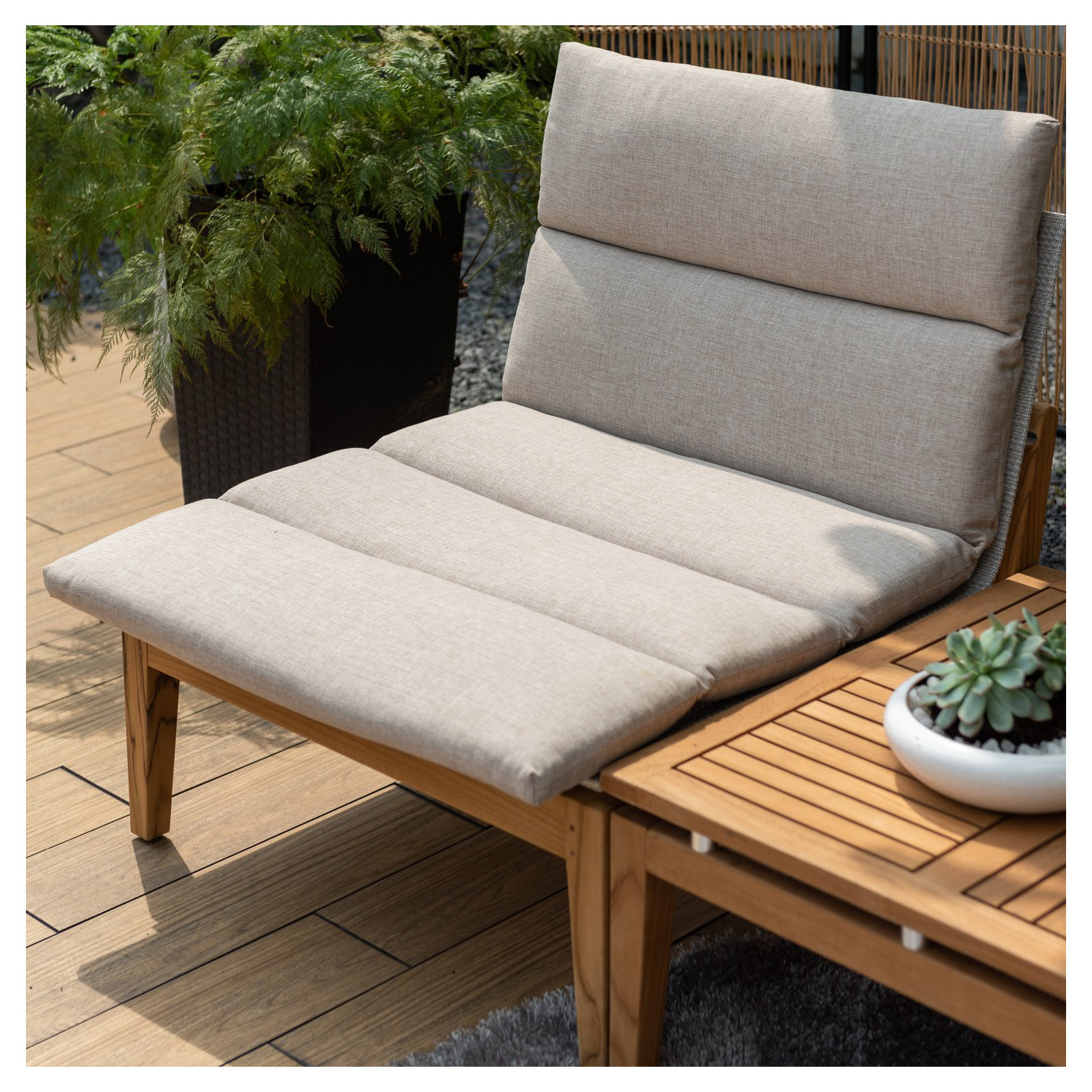 Lujane Teak 4pc Outdoor Patio Seating Set with Cushions