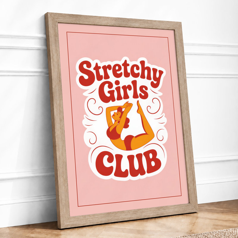 Stretchy Girls Club Typography - Framed Print, A1 - 84.1 x 59.4 cm, Oak