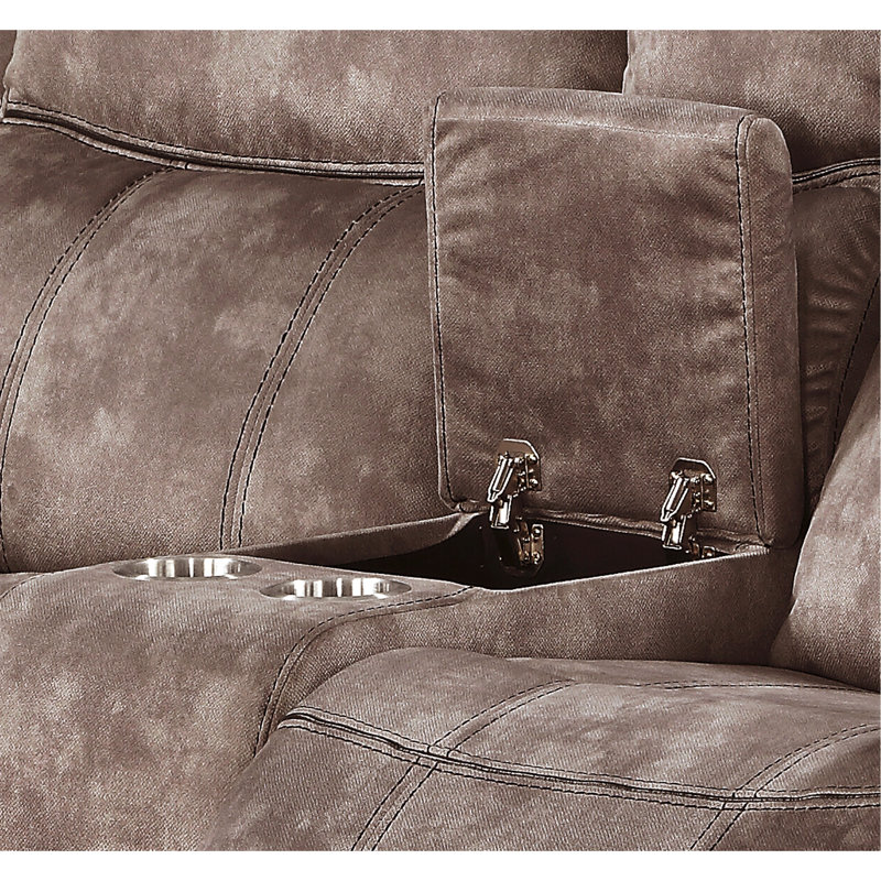 Causeuse inclinable en velours deux tons avec port USB et console