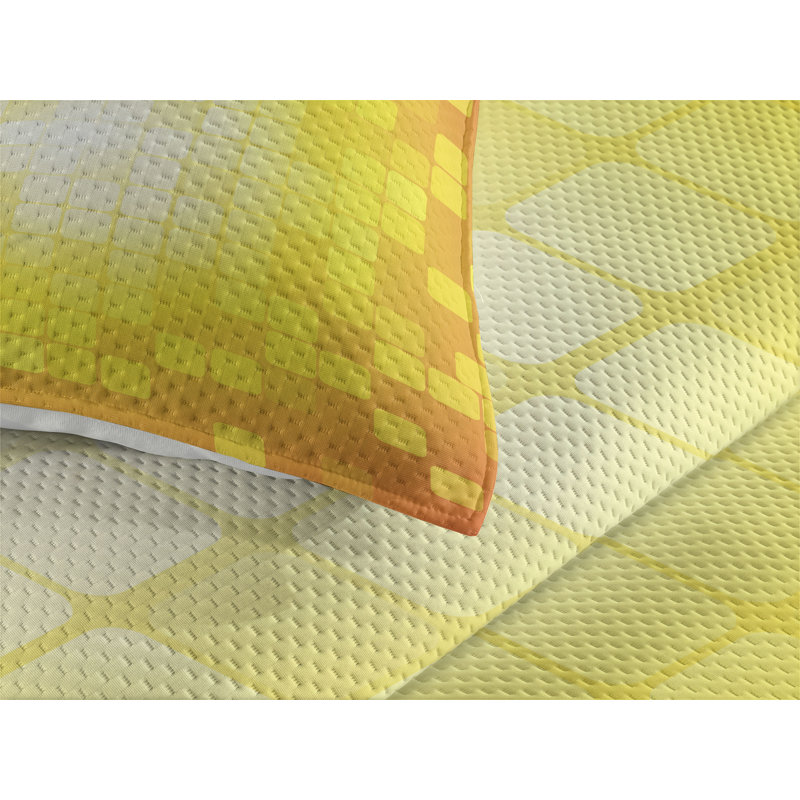 Mosaic Geometric Shapes Coverlet, King Bedspread + 2 Shams