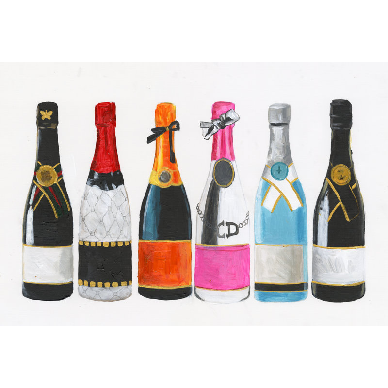 The Bottles - Painting on Canvas, 81 cm H x 122 cm W, Black Floater Framed