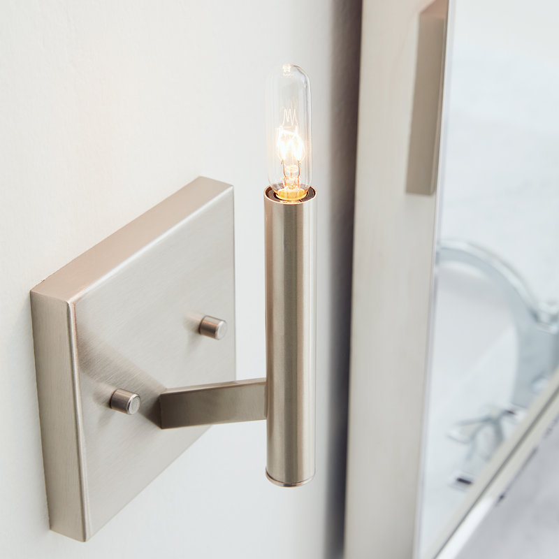 Dimmable Bath Sconce, No, Brushed Nickel - Chrome Inlay