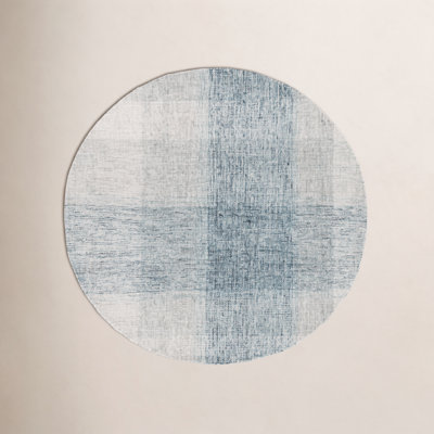 Gray Blue Hand-Tufted Geometric Wool Rug