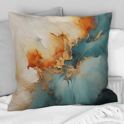 Teal Orange Bold Energy V - Dams Printed Pillow