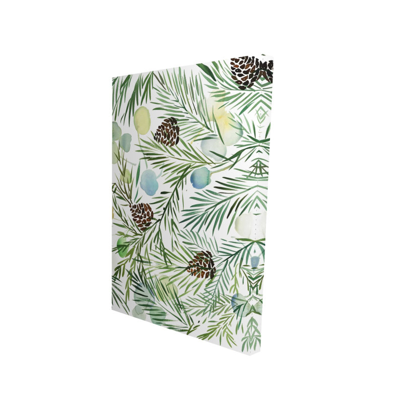 Pine Cone Pattern - Leaves Green Canvas for Home Decor