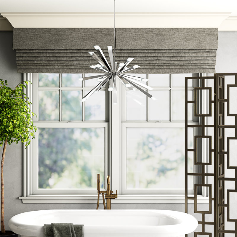 Starburst 24 - Light Sputnik Sphere LED Chandelier, Brushed Brass, 19.9" H x 29.5" W x 29.5" D