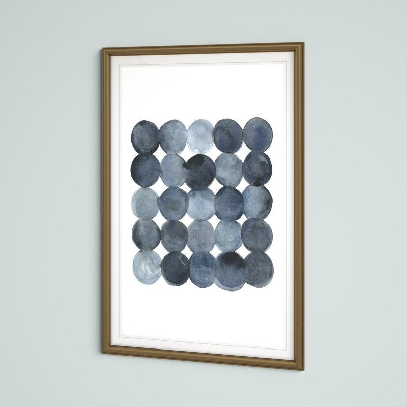 «Blue Grey Density I», peinture sur toile, H 24,5 po x l 18,5 po, Impression encadrée, Doré