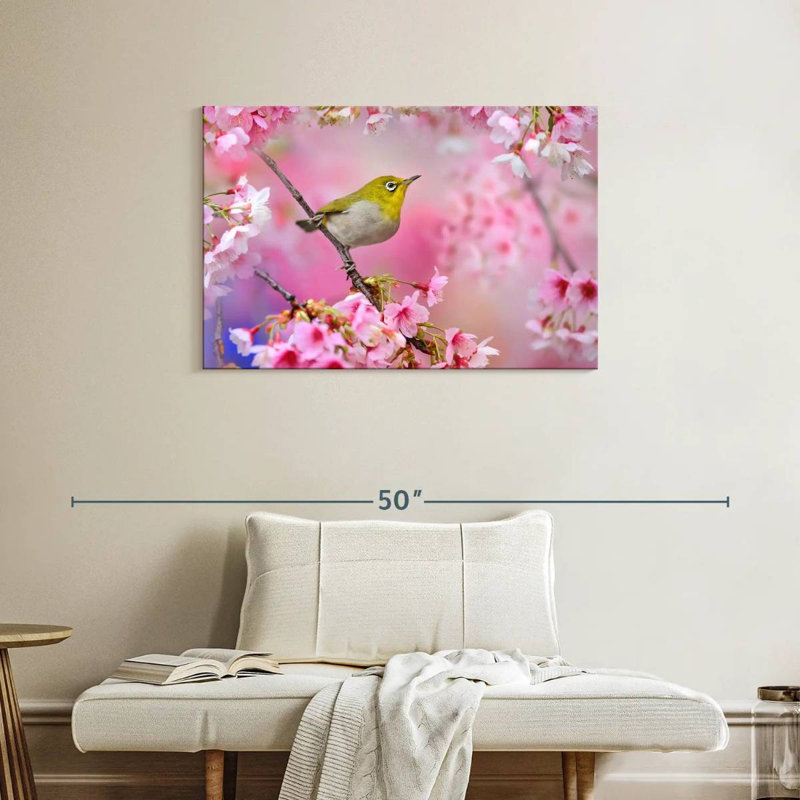 Brampt Sakura Blooms And Mejiro, 24" H x 36" W