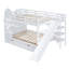 Lit superposé de style château double avec 2 tiroirs, 3 tablettes et glissière - blanc-1928716288