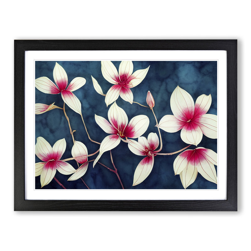 Ethereal Watercolour Flowers - Framed Print, 46cm H x 64cm W x 2cm D, Black