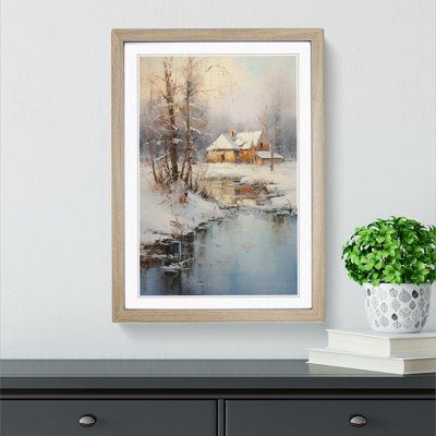 Winter Landscape Impressionism - Single Picture Frame Print on Wood