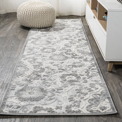 Isbell Modern Medallion High-Low Light Gray/Ivory Indoor/Outdoor Rug