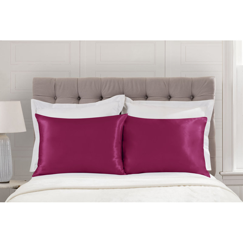 Ivory Satin and Silk Standard Pillowcase Set with Zipper