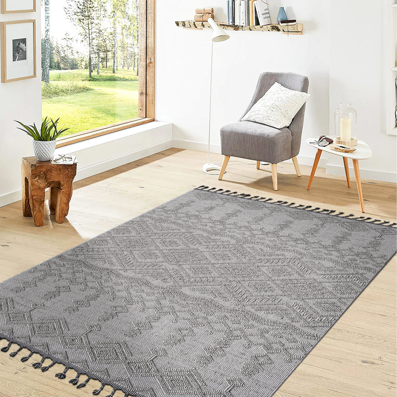 4X6 Area Rug White/White - Design, Stain-, Non-Shedding, Pet-, Suits Entryway, Nursery, Dorm Room Adds Elegance To Room, Stain , -, For Study, Dining Bedroom