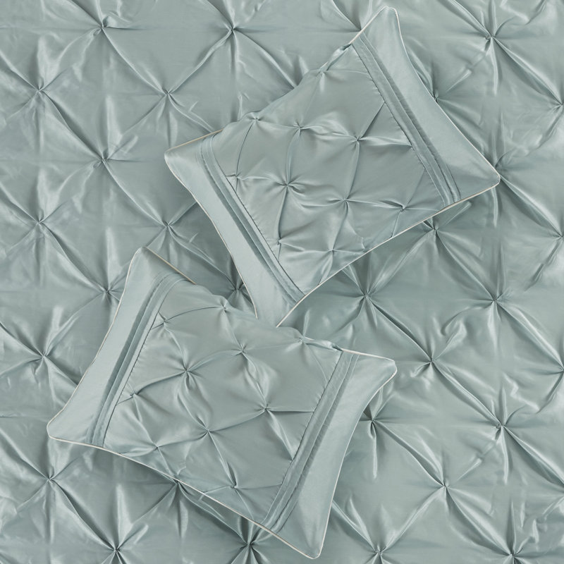 Laurel 7 Piece Tufted Comforter Set, Full Comforter + 1 Bed Skirt + 2 Shams + 3 Decorat, Seafoam