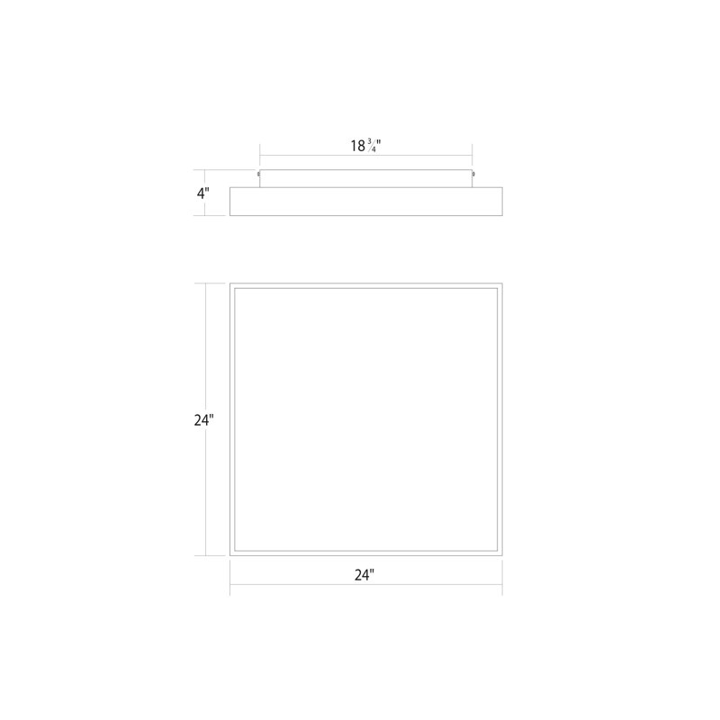 Pi 1 - Light LED Flush Mount, 3500K, 4" H x 24" W x 24" D