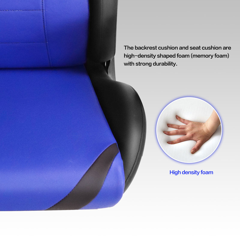 Inbox Zero Adjustable Ergonomic Swiveling PC & Racing Game Chair, Blue/Black