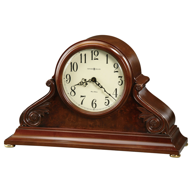 Traditional Analogue Solid Wood Quartz Movement / Crystal Tabletop Clock in American Cherry