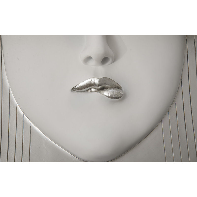 Fashion Faces and Leaf Wall Décor, White/Silver Leaf