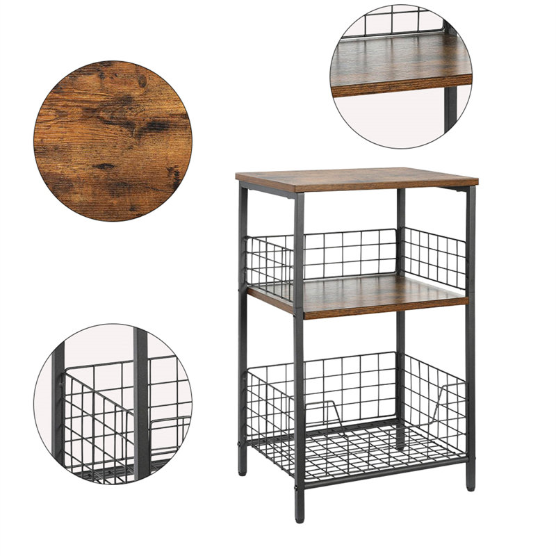 Table de chevet polyvalente - parfaite pour le salon, la chambre à coucher et le bureau, Noir / brun rustique
