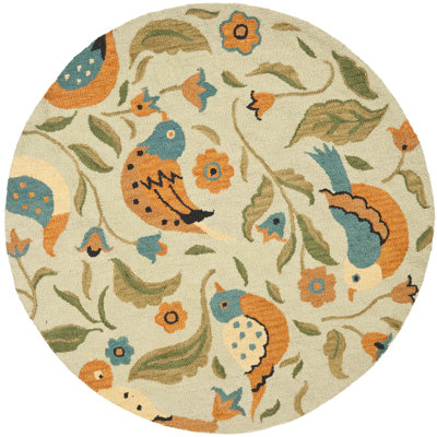 Tapis floral en laine crocheté à la main Alston
