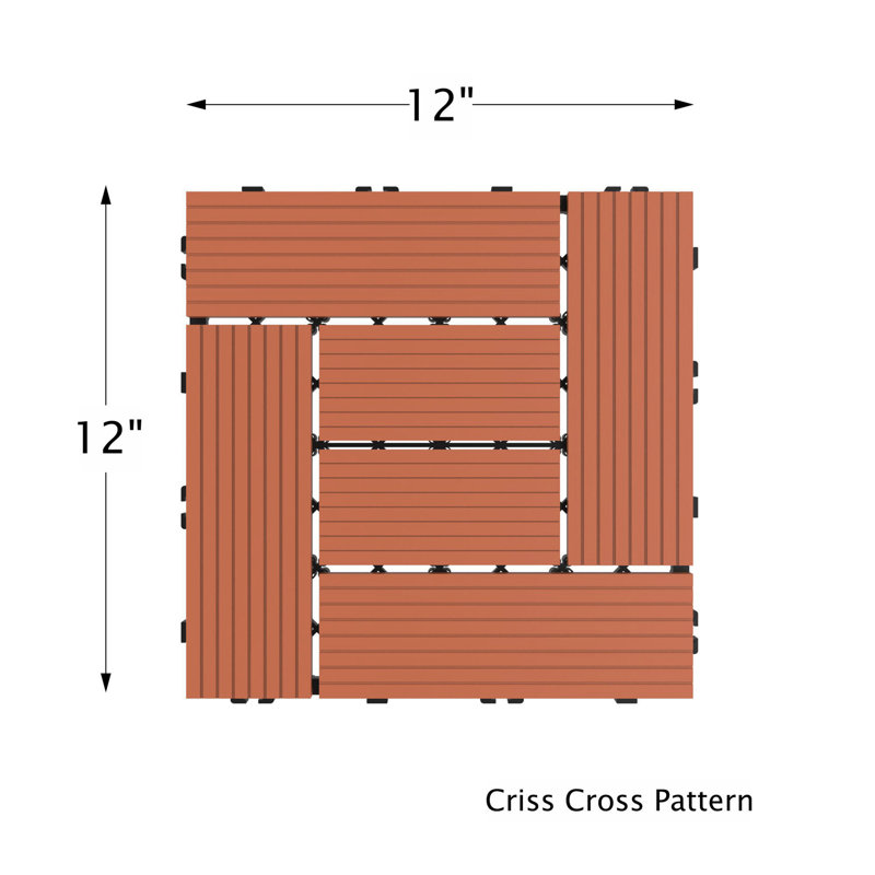 Deck Tiles - 24-Pack Wood Plastic Composite Interlocking Patio Tiles - Outdoor Flooring for Balcony, Porch, and Garage by Pure Garden