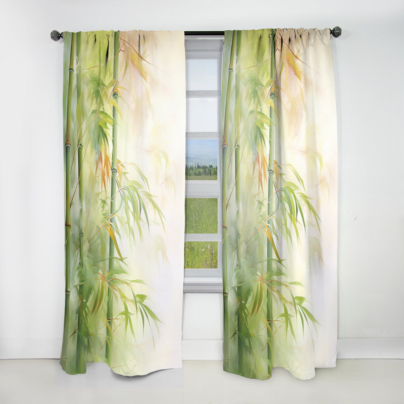 Vedad - Rideau en bambou - Rideau floral obscurcissant - 1 panneau, L 52 po x L 90 po