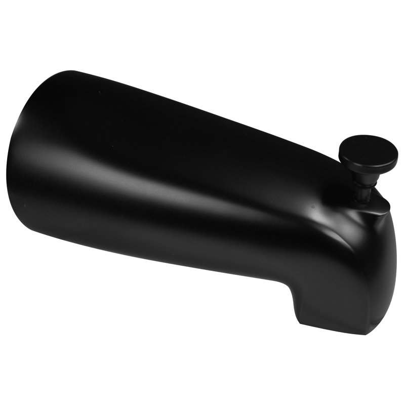 5-1/2" Reach Brass Wall Mount Bathtub Spout with Nose Diverter, Matte Black