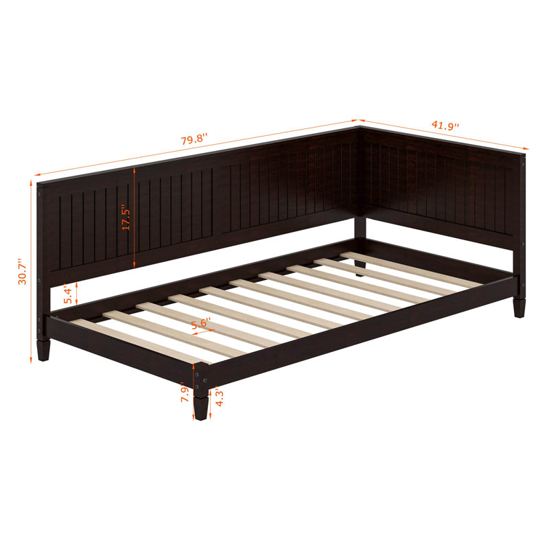 Wood Daybed/Sofa Bed With Armrest, Twin, Espresso