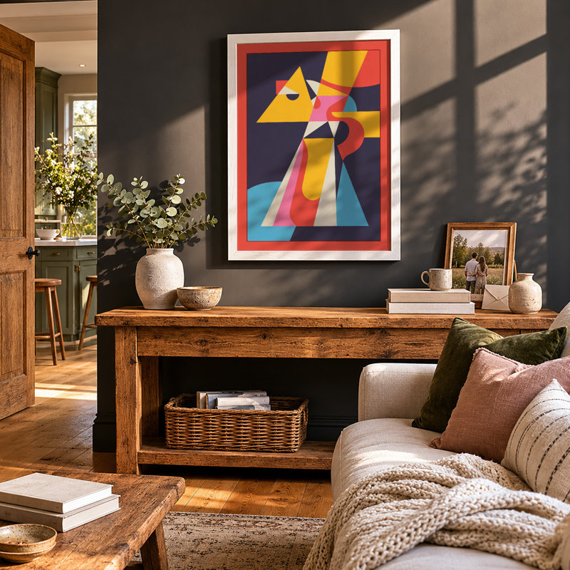 Curious Geometry Geometric - Framed Print, A3 - 42.0 x 29.7 cm, White