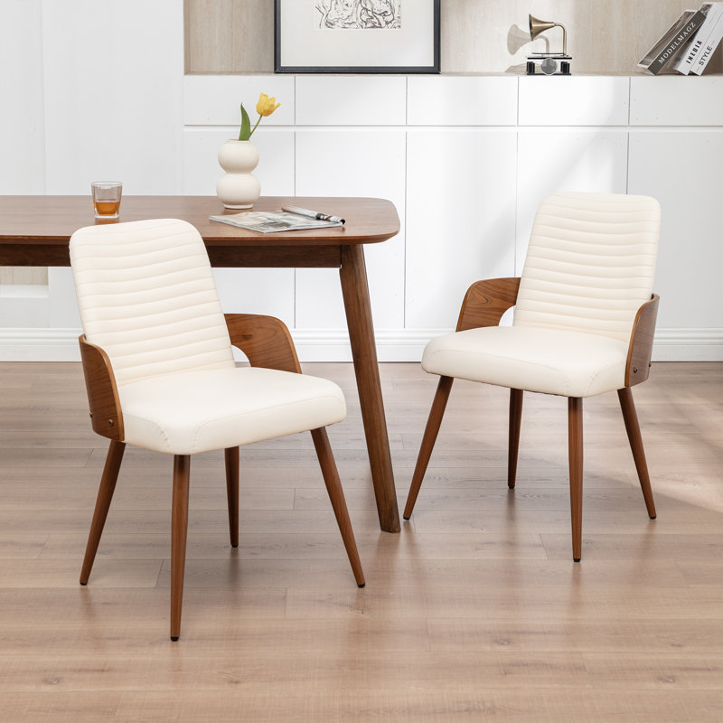Carman Upholstered Dining Chair, Faux Leather Beige