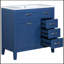 Meuble-lavabo 36 po avec lavabo, armoire de salle de bain bleue avec tiroirs, structure solide et panneau de fibres à densité moyenne
