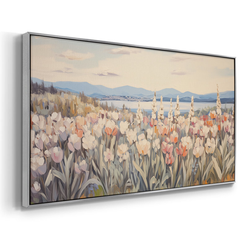 Botanical Series-CCL III- Toile tendue avec châssis tendue, prête à être accrochée, H 21 po x l 41 po, Argent argent