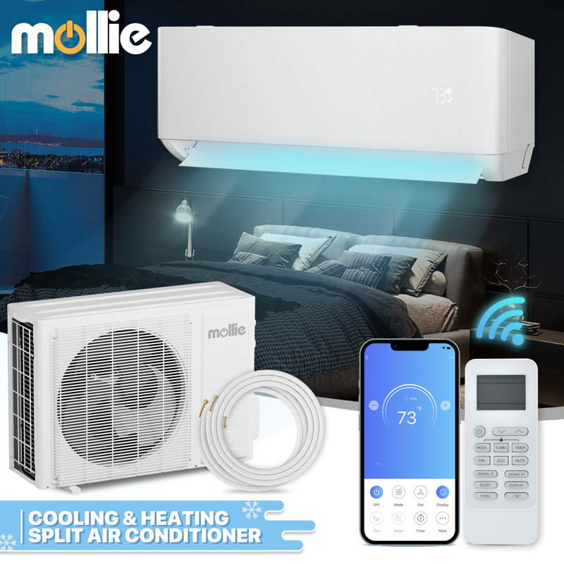 9000 BTU White Wi-Fi Connected Ductless Mini Split Air Conditioner with Heater and Remote