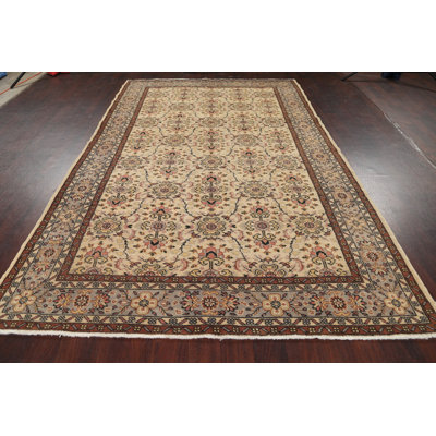 Tapis unique en laine noué à la main style Sparta des années 1960 de 6 pi 4 po x 10 pi 2 po beige Azuzena
