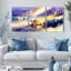 Tortue de mer et vagues dorées, ensemble de 3 reproductions d'art sur toile-225513233