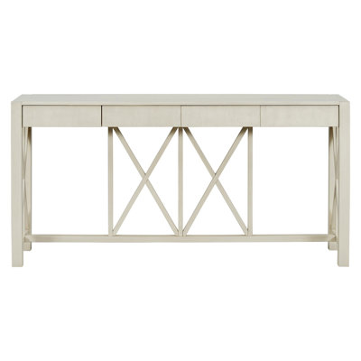 Rectangular Top Console Table with 4 Spacious Drawers, Open Bottom Storage