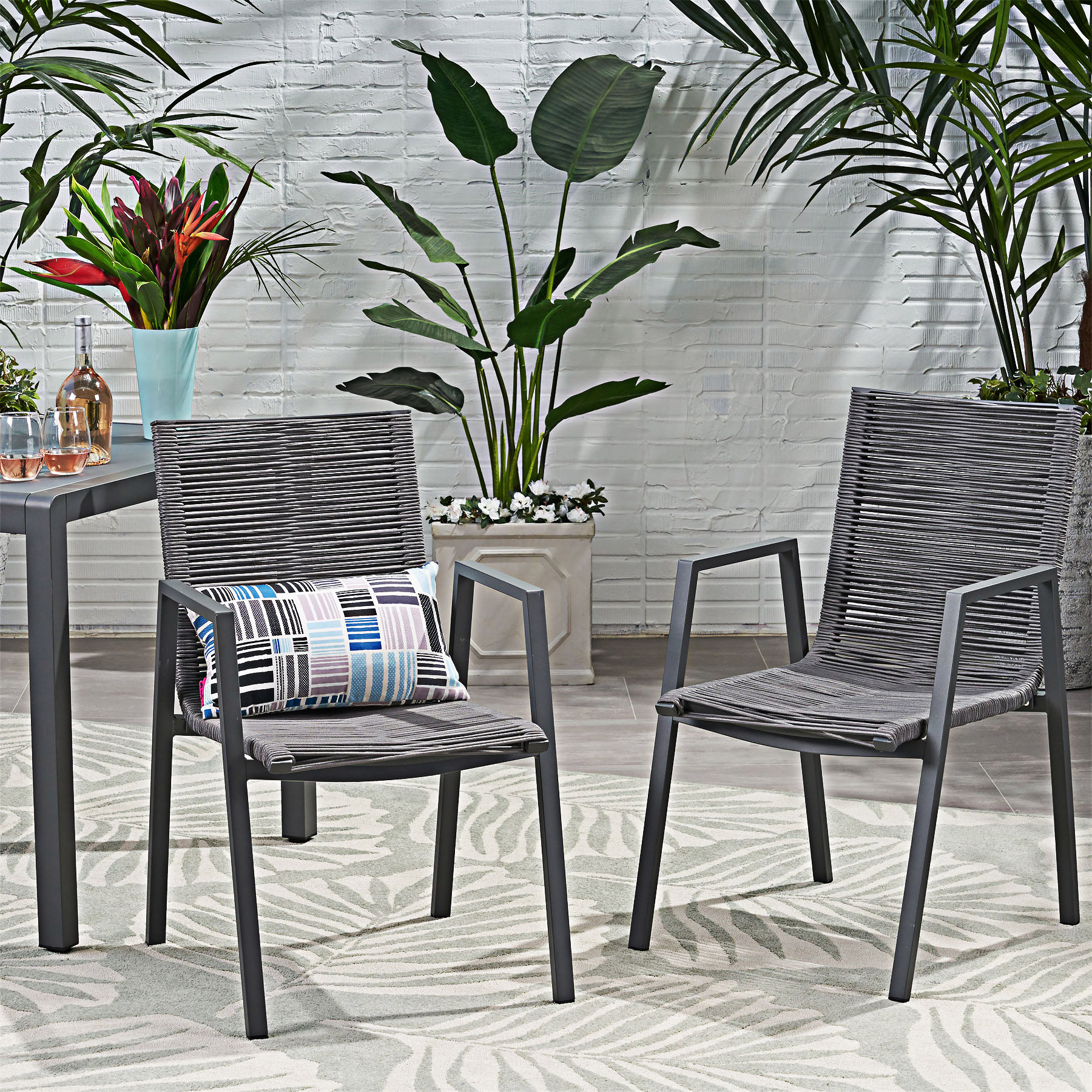 Latitude Run® Outdoor Aluminum Dining Chair With Rope Seat (Set Of 2 ...