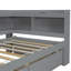 Lit simple avec bibliothèques en forme de L et prises de courant, 2 tiroirs, gris - Unité de tiroir pratique pour station de charge-1252465106