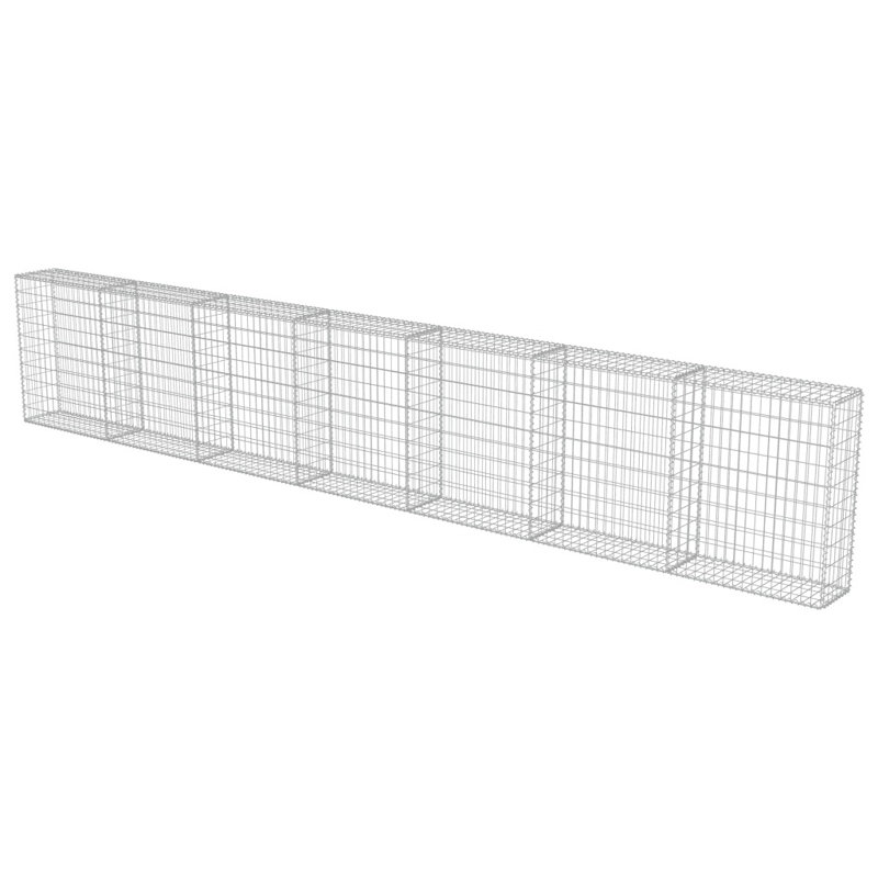 100cm H x 600cm W Silver Metal Gabion Wall