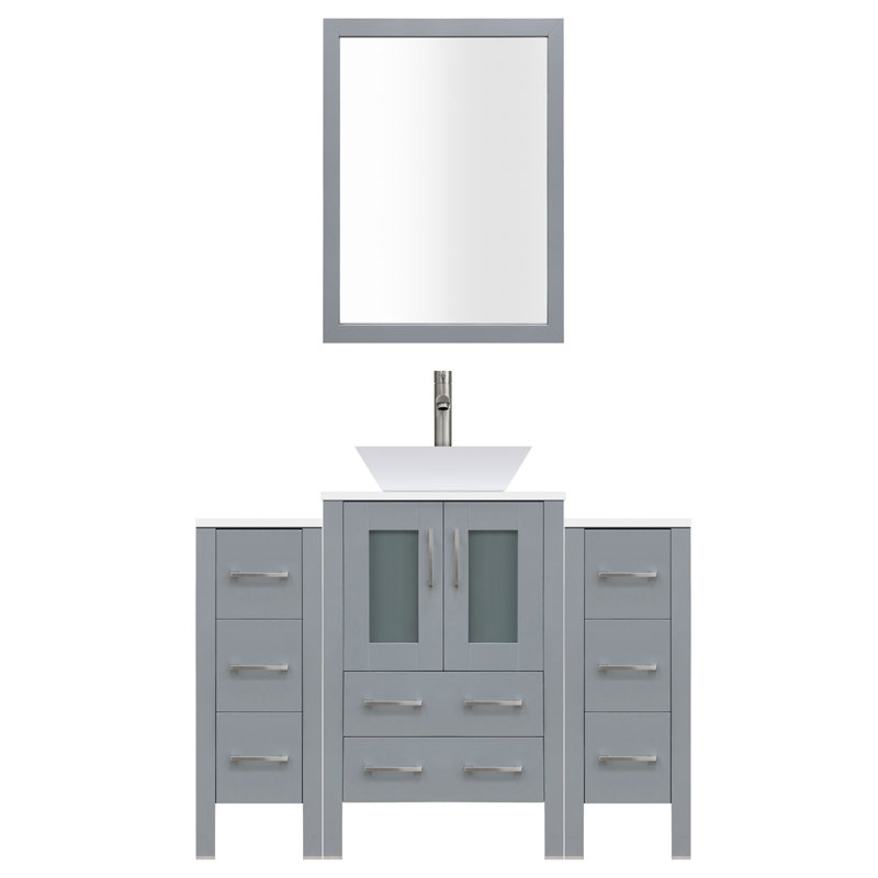 Ensemble de meuble-lavabo simple 54 "avec miroir, Gris
