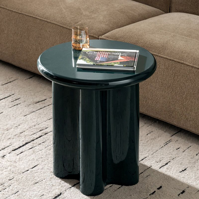 Mycale Modern Round Fully Assembled End Table with Enamel Finish, Dark Green