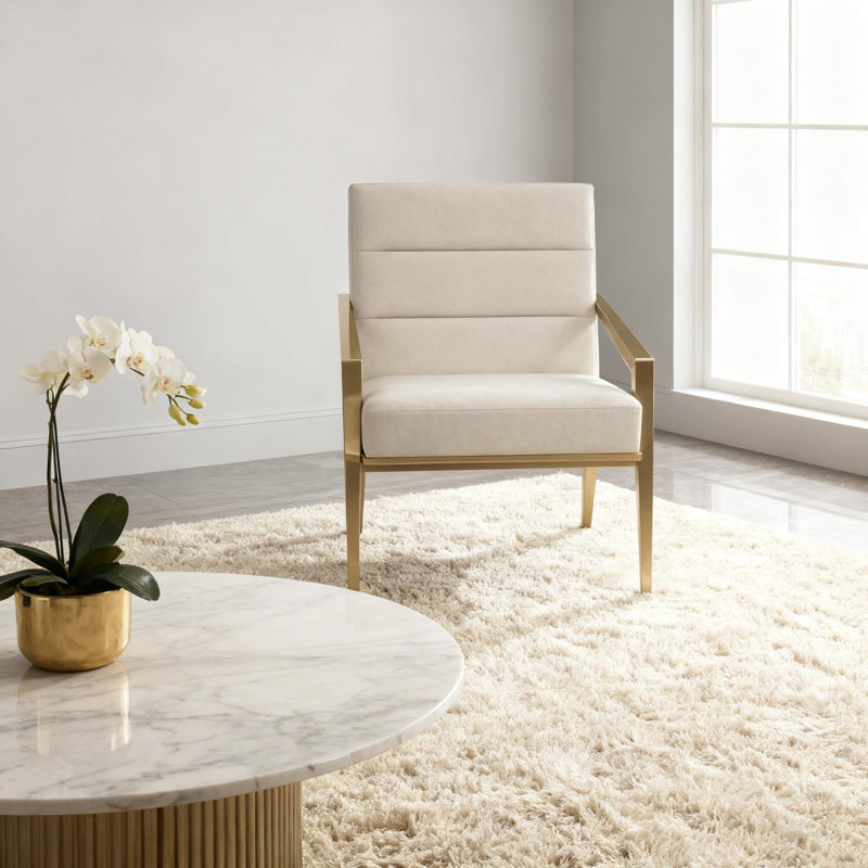 Fauteuil d'appoint rembourré Modern, Crème, crème