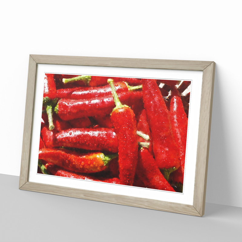 Red Chilli Peppers - Framed Print, Oak Framed, 36cm H x 48cm W x 2cm D