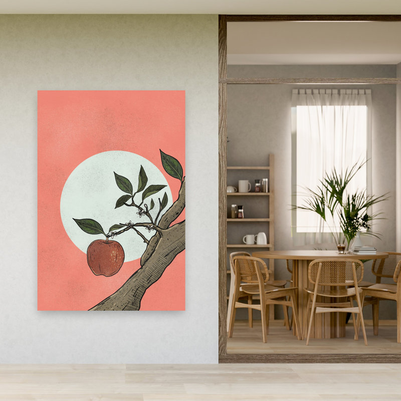 Pomme, soleil, organique, rustique, abstrait, pommier, fruit, nature, art mural, H 60 po x l 40 po