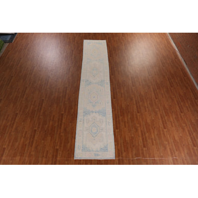 Vegetable Dye Oushak Turkish Runner Rug 3x16