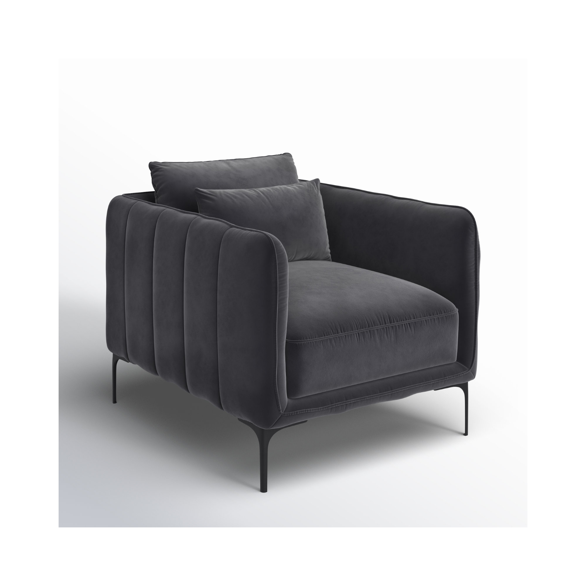 Rae Upholstered Armchair, Gray Velvet