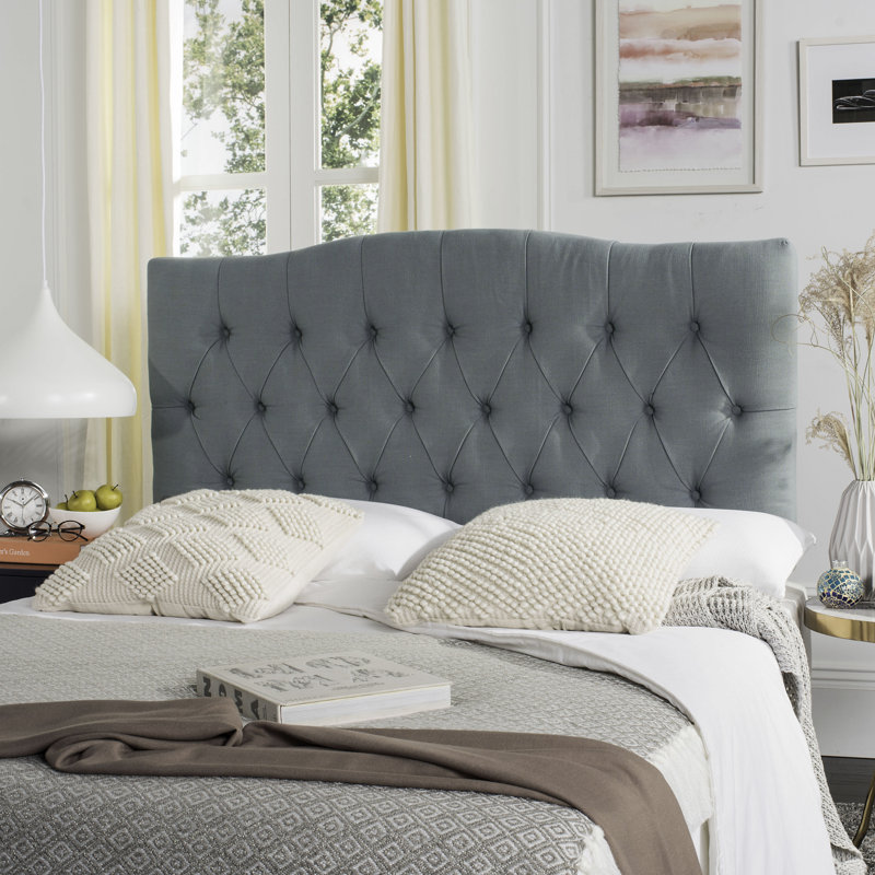 Nicastro Upholstered Panel Headboard, King, Polyester Sky Blue