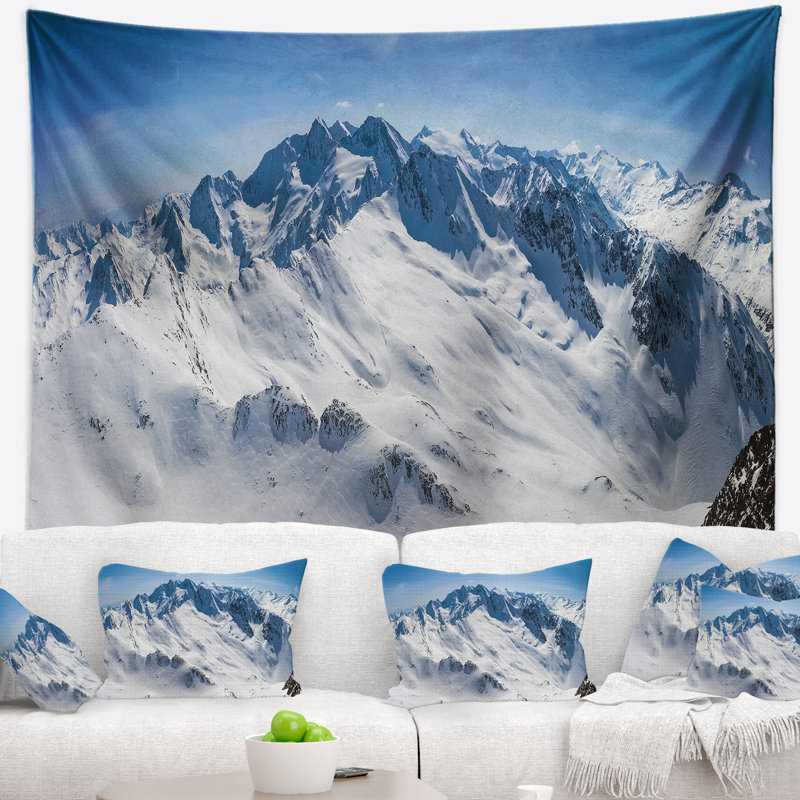 Paysage, montagnes enneigées, vue panoramique, tapisserie, H 32 po x l 39 po