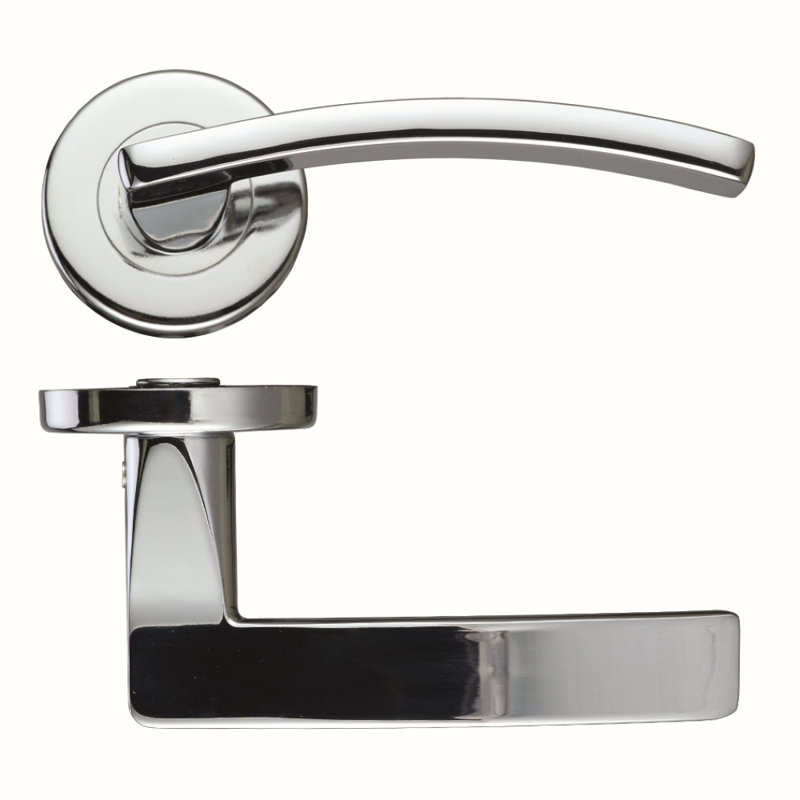 Toledo Latch Door Handle, Polished Chrome